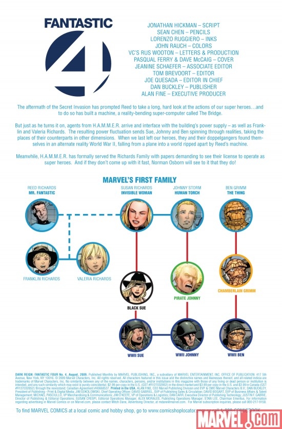 DARK REIGN: FANTASTIC FOUR #4, Recap Page