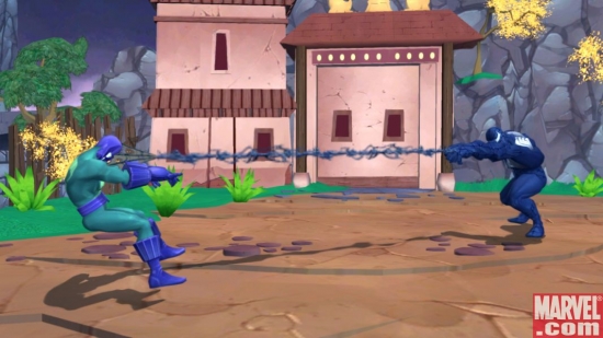 Venom webs the Prowler.