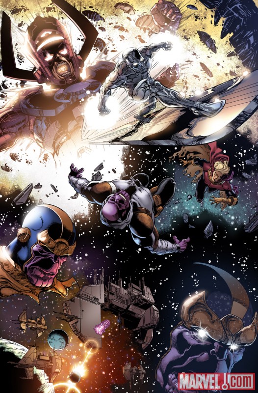 Image Featuring Galactus, Silver Surfer, Thanos