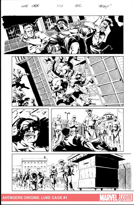Avengers Origins: Luke Cage black and white preview art by Dalibor Talajic