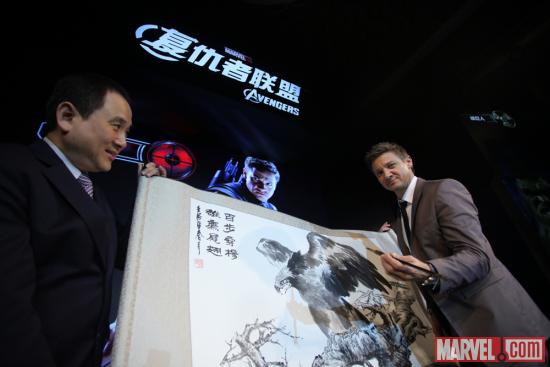 Jeremy Renner at the Beijing premiere of Marvel's The Avengers