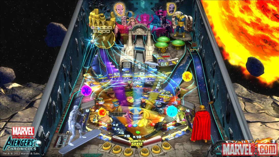 Screenshot from the Marvel Pinball: Avengers Chronicles Infinity Gauntlet table
