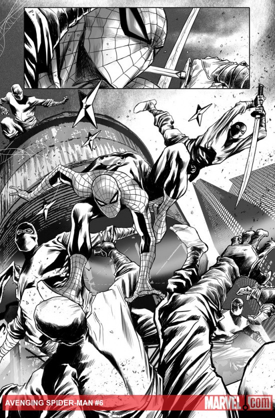 Avenging Spider-Man #6 inked preview art by Marco Checchetto