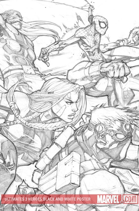 ULTIMATES 3 HEROES BLACK AND WHITE PANORAMA #0