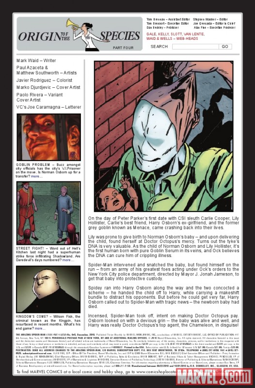 AMAZING SPIDER-MAN #645 recap page