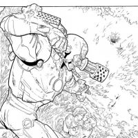WAR MACHINE #9 black and white preview art