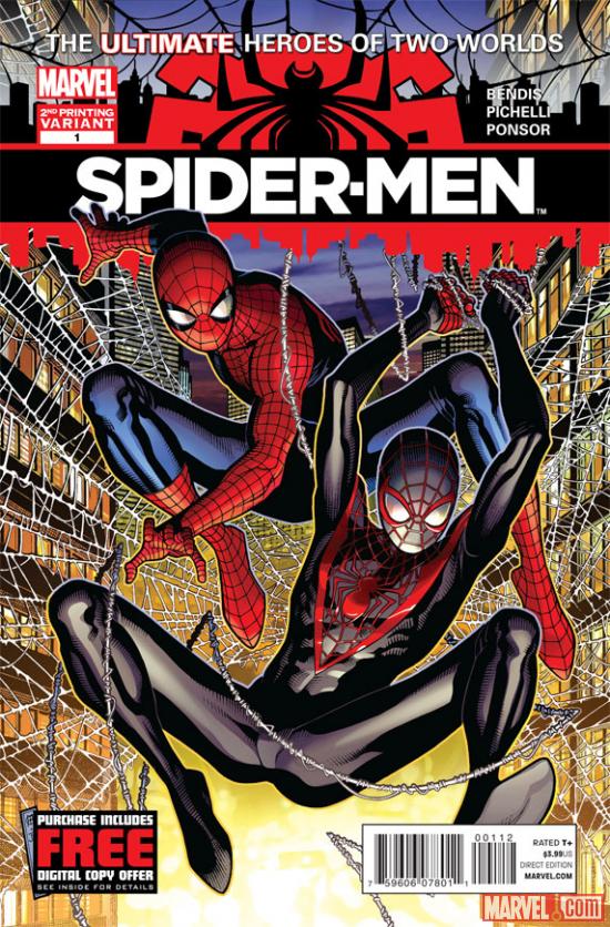 Spider-Men #1 Second Printing variant cover