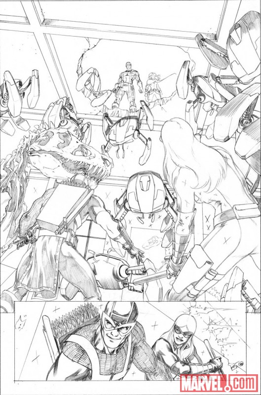 HAWKEYE & MOCKINGBIRD #4 pencil art by David Lopez 4