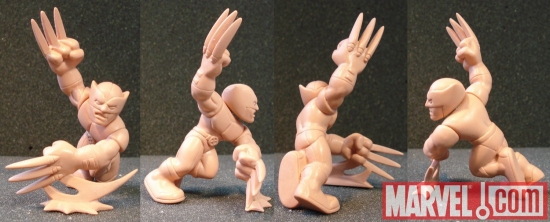 In-progress sculpture of Marvel Super Hero Squad Wolverine toy