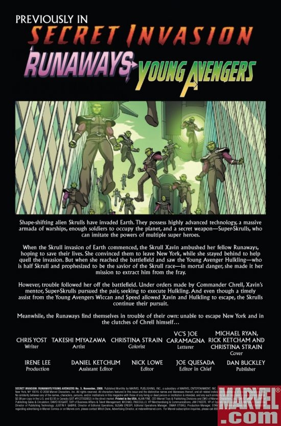 SECRET INVASION: RUNAWAYS/YOUNG AVENGERS #3, page 1