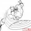 Black and white lineart of Captain America from 'The Avengers: Earth's Mightiest Heroes!'