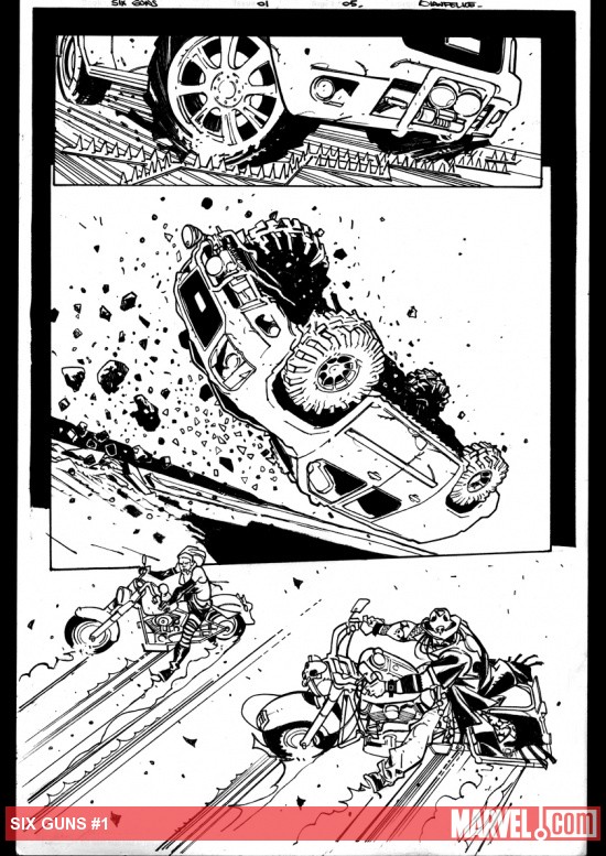 Six Guns #1 preview inks by Davide Gianfelice