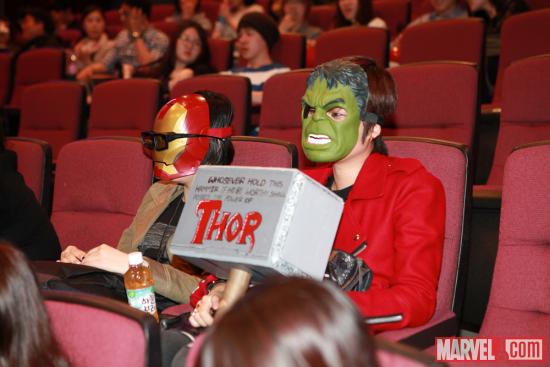 "Marvel's The Avengers" fans dressed up as their favorite Avenger during a special event in Seoul