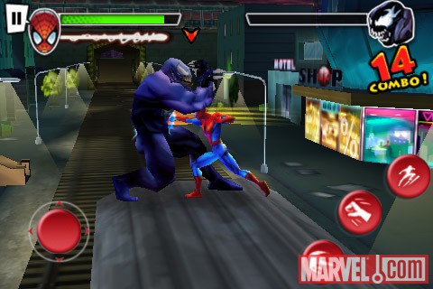 Screenshot of Spider-Man and Venom from ''Spider-Man: Total Mayhem''