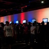 The crowd looks on as fighters go toe to toe 