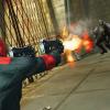Deadpool fires on opponents in the Deadpool video game