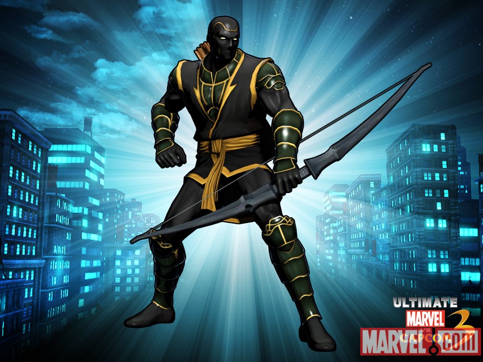Alternate Hawkeye skin from the Weapon Expert DLC pack for Ultimate Marvel vs. Capcom 3
