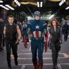 Jeremy Renner, Chris Evans, and Scarlett Johansson star as Hawkeye, Captain America, and Black Widow in Marvel's The Avengers