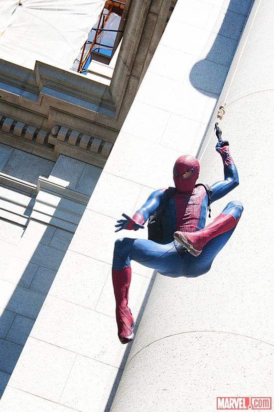 Spider-Man webbing down the American Museum of Natural History