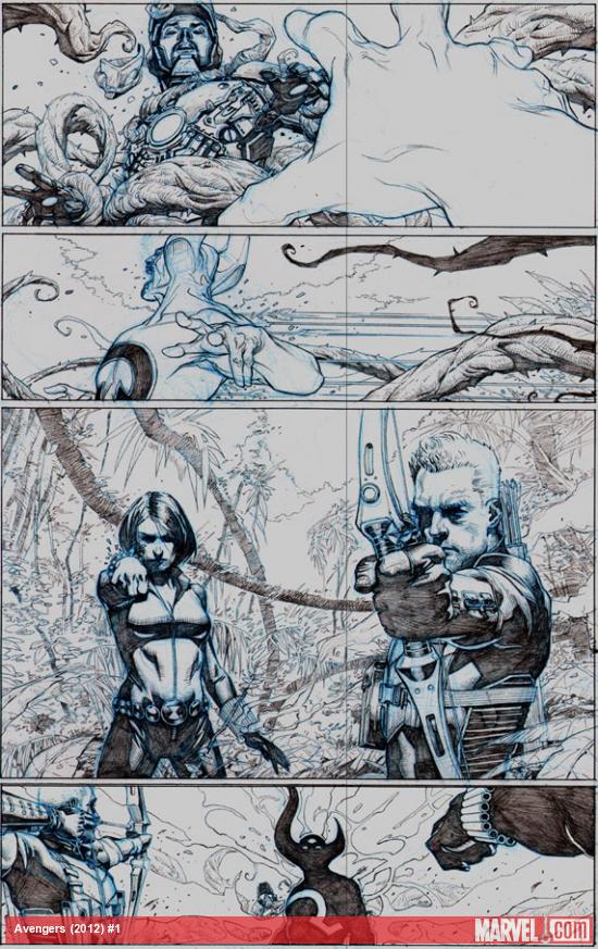 Avengers (2012) #1 preview pencils by Jerome Opena