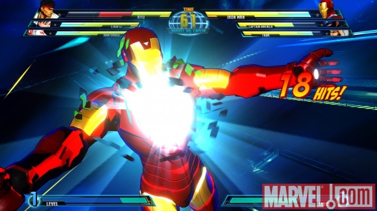 Screenshot of Iron Man from ''Marvel vs. Capcom 3''