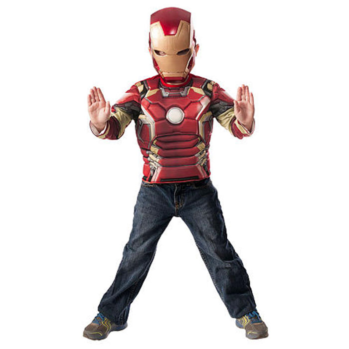 Marvel Universe Child Iron Man Muscle Chest T-Shirt and Mask 8-10