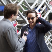 James McAvoy (Charles Xavier) and Marvel Comics Senior Editor Nick Lowe at the 'X-Men: First Class' red carpet event in NYC