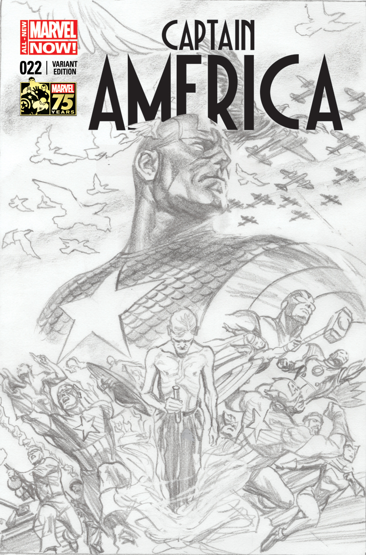 Captain America 12 22 Ross 75th Anniversary Sketch Variant Comic Issues Marvel
