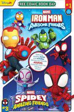 FREE COMIC BOOK DAY 2025: IRON MAN & HIS AWESOME FRIENDS/SPIDEY & HIS AMAZING FRIENDS (2025) #1 cover