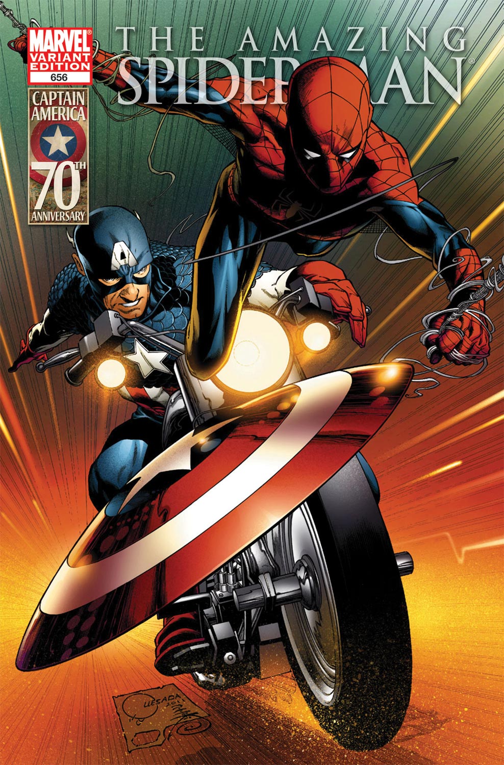 Amazing Spider-Man (1999) #656 (CAPTAIN AMERICA 70TH ANNIVERSARY VARIANT)