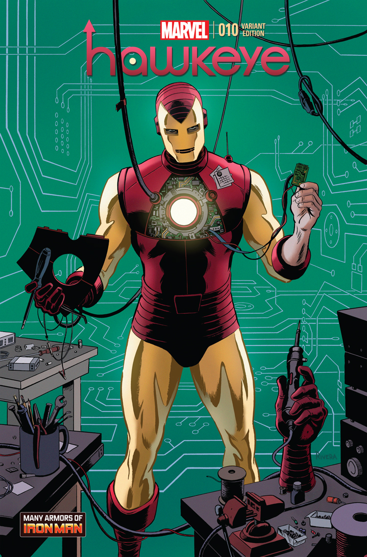Hawkeye (2012) #10 (Rivera Iron Man Many Armors Variant)